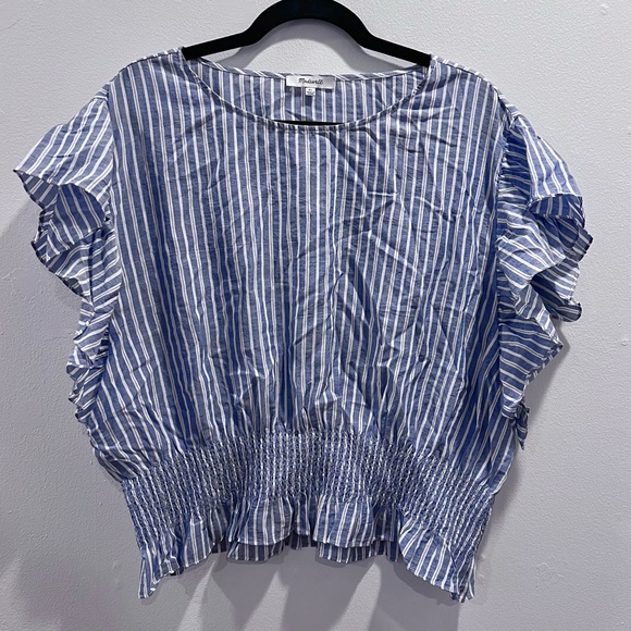Madewell Flutter-Sleeve Smocked Top in Stripe - Picture 6 of 9